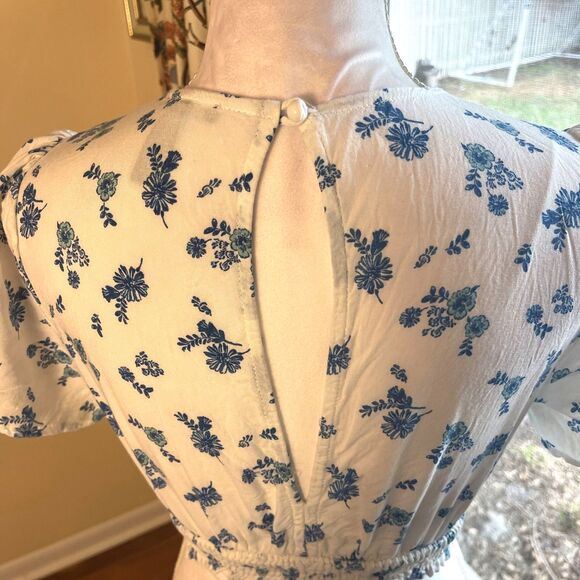 Forever 21 Womens Floral Milkmaid Cropped Top Sz S Cottage Feminine Prairie - Picture 7 of 11